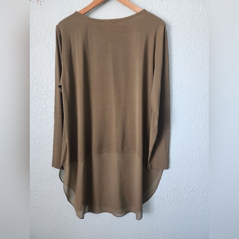 Eileen Fisher Silk Green Tunic Top - Picture 3 of 7
